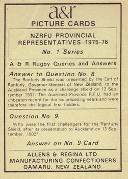 1976 Allens & Regina NZRFU Provincial Union Representatives #8 Bruce Robertson Back